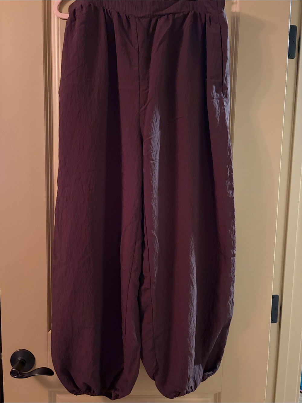 Next Brown Crinkled Lightweight Pants Pull On Relaxed Fit Size US 12 UK 16